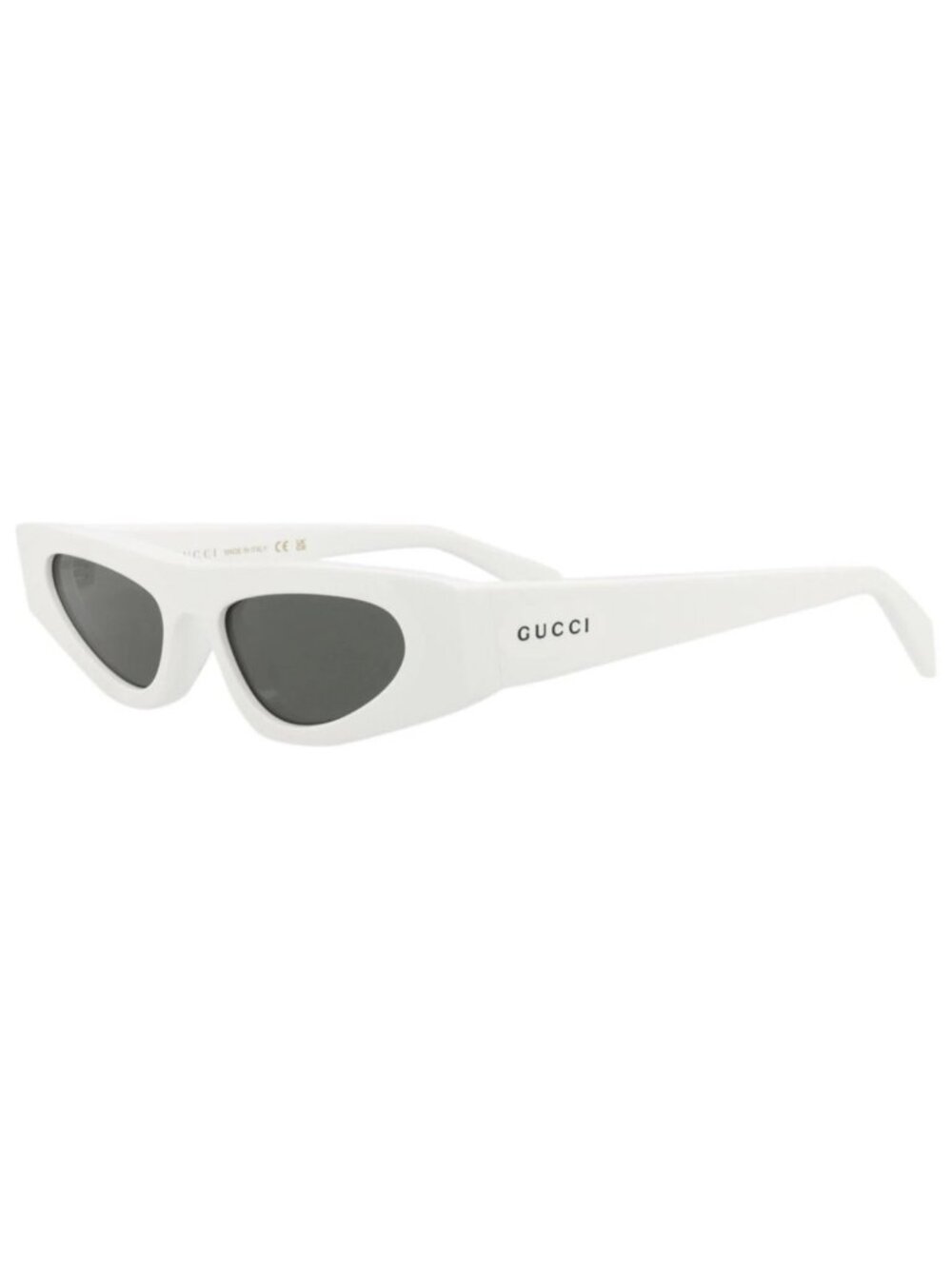 New Gucci Women's Sunglasses Cat Eye Recycled Acetate Frame White White Grey